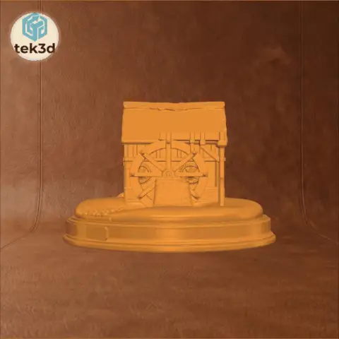 The Old Mill: Rustic Waterwheel Diorama 3D Model