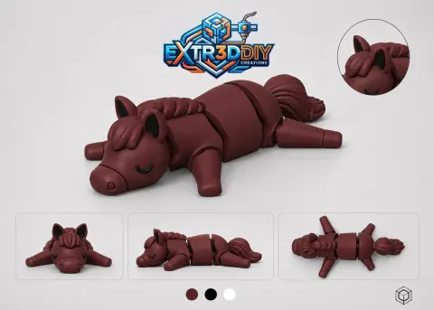Horse Flexy – Articulated 3D Printable Horse | Print-in-Place | No Supports STL