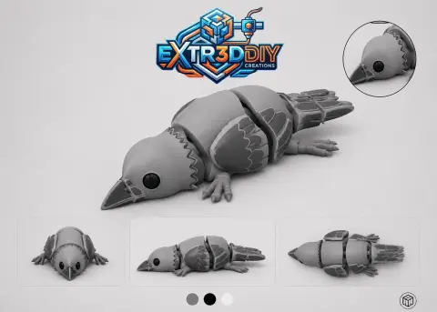 Crow Flexy – Articulated 3D Printable Crow | Print-in-Place | No Supports STL