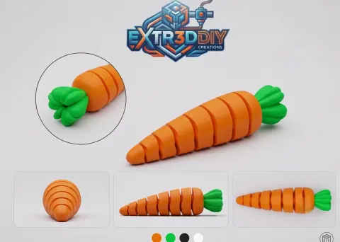 Articulated Flexy Carrot | Print-in-Place Fidget Toy